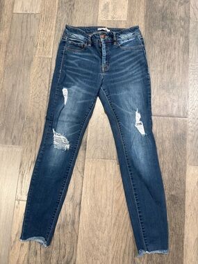 Garage Dark Blue Distressed Skinny Jeans